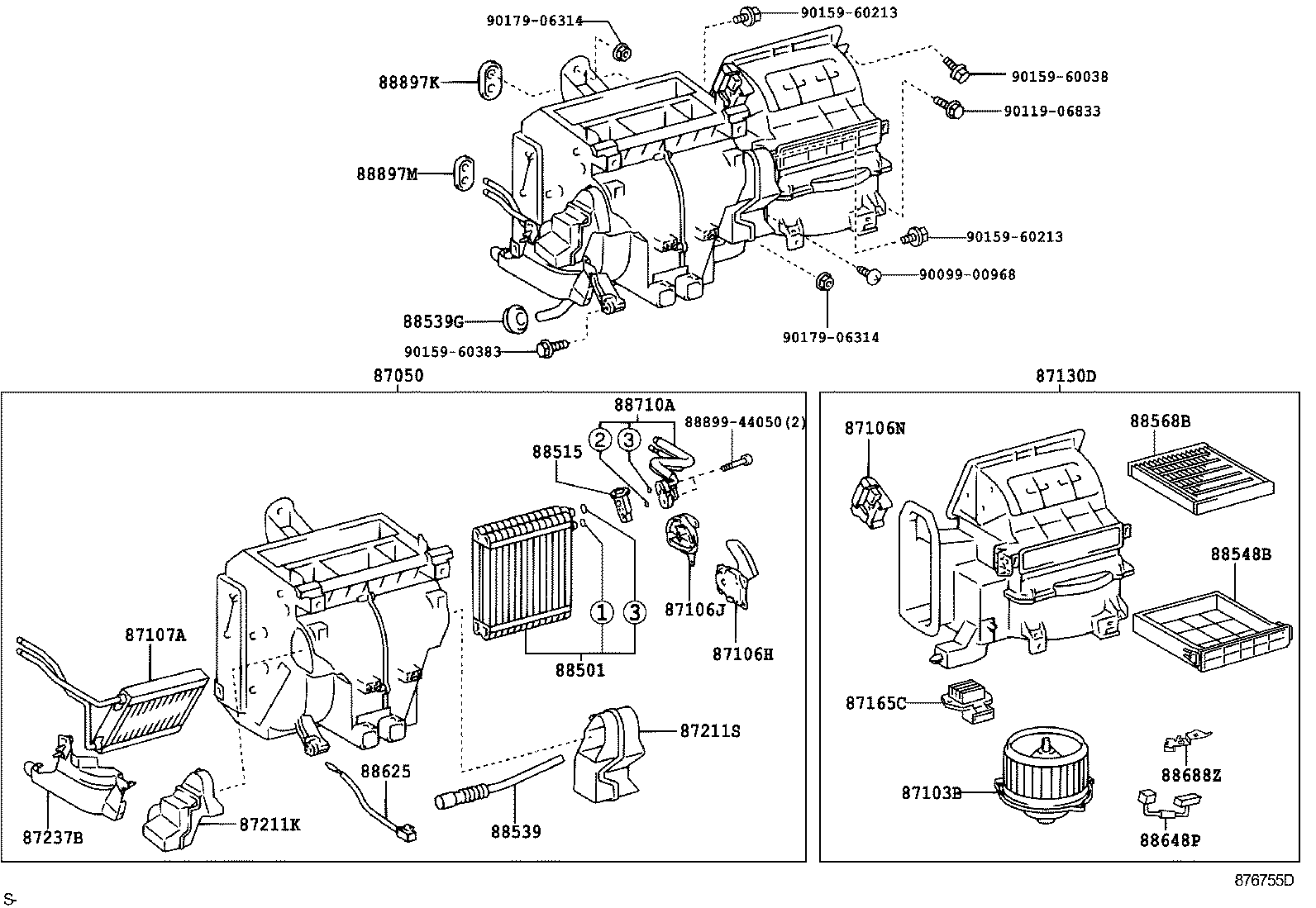 Toyota 88501-21031 EVAPORATOR SUB-ASSY, COOLER, NO.1