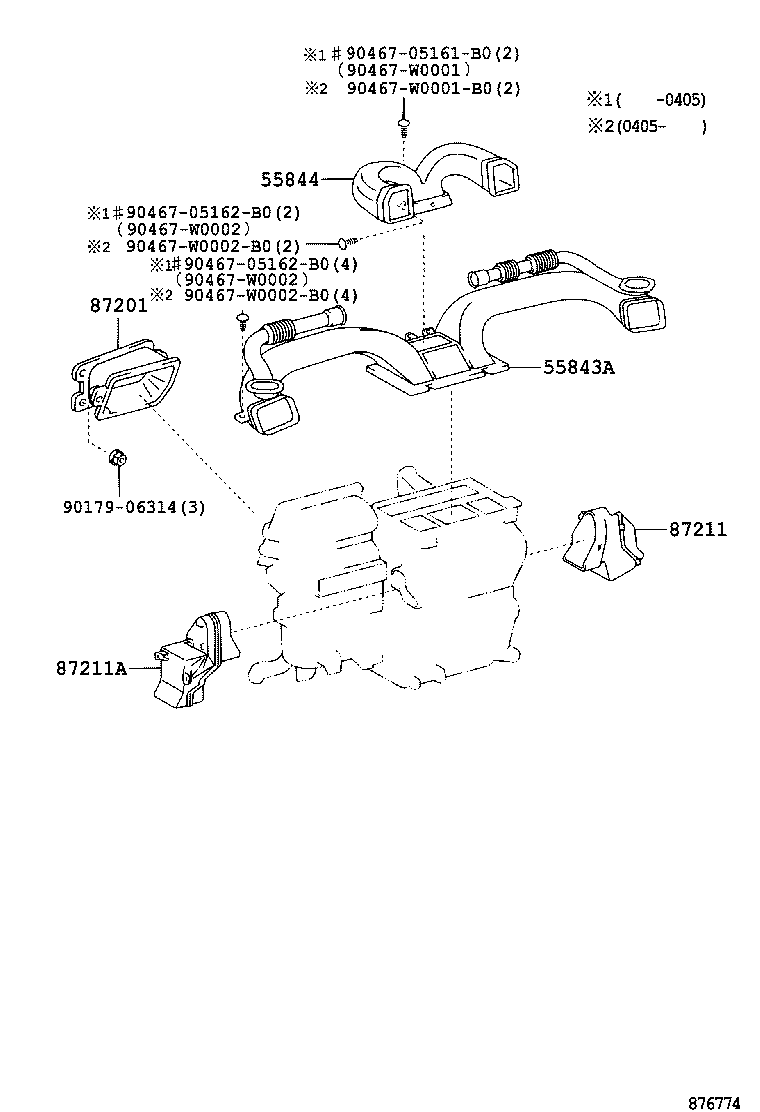 55844-02130 DUCT, HEATER TO REGISTER, NO.2 product image