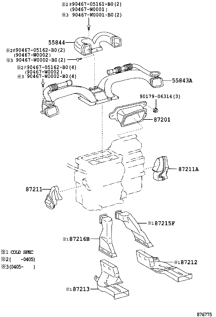55844-02130 DUCT, HEATER TO REGISTER, NO.2 product image