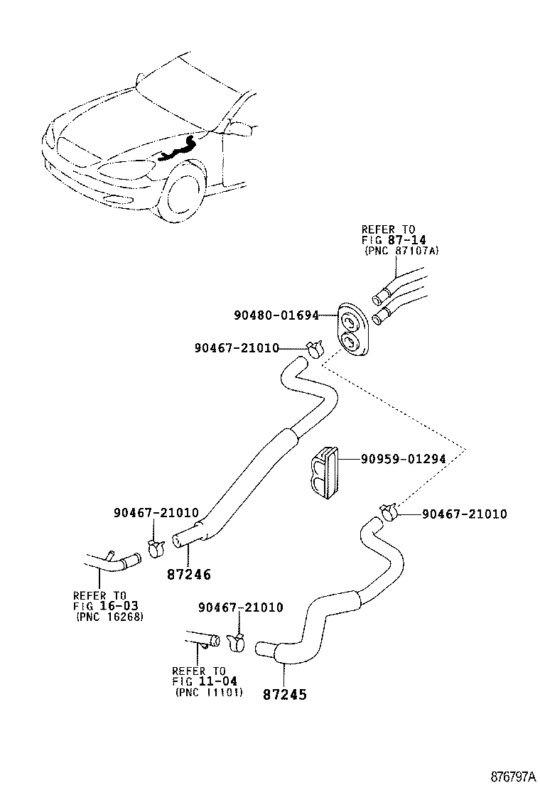 Toyota 87245-33450 HOSE, HEATER WATER, INLET