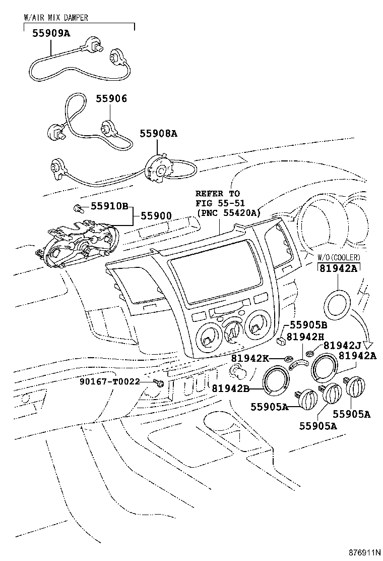 Toyota 55843-0K010 DUCT, HEATER TO REGISTER, NO.1