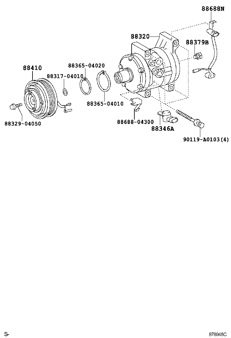 Toyota 88320-04070 COMPRESSOR ASSY, COOLER