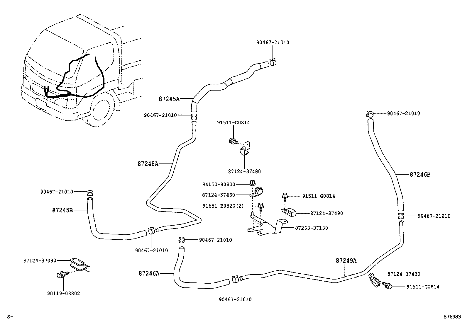 87246-37670 HOSE, HEATER WATER, OUTLET A product image
