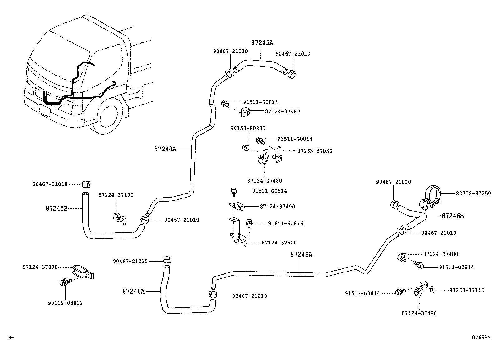 87246-37670 HOSE, HEATER WATER, OUTLET A product image