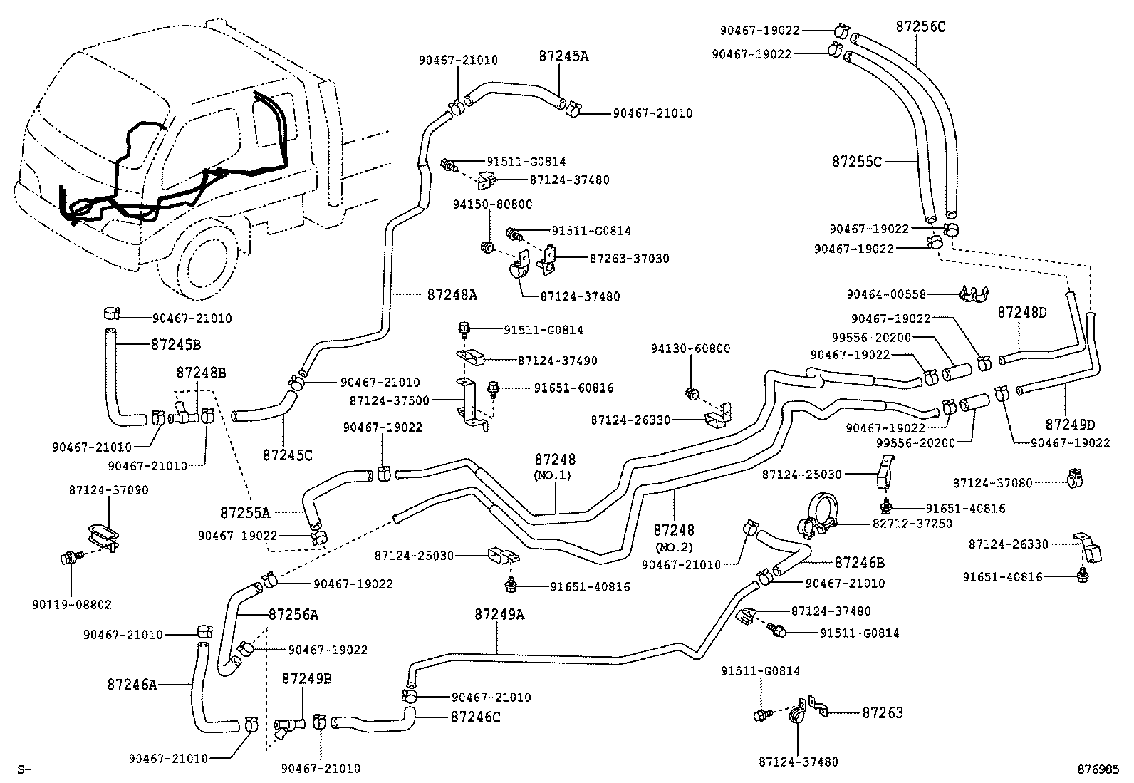 87246-37670 HOSE, HEATER WATER, OUTLET A product image