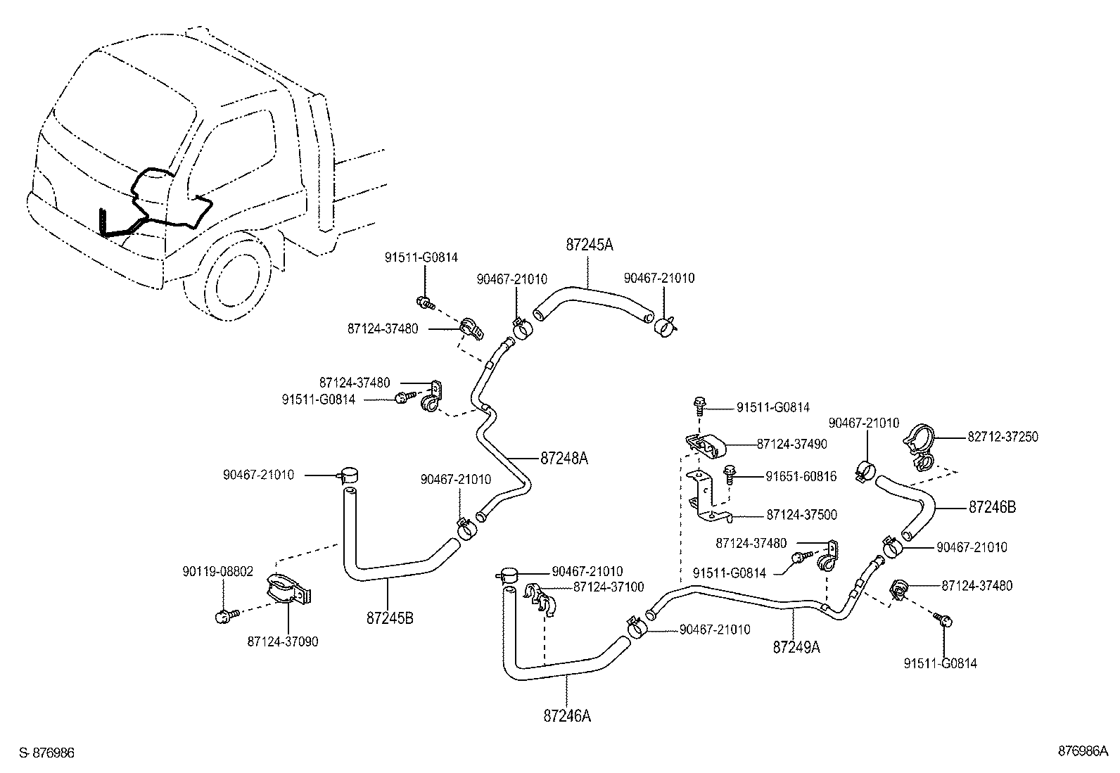 87246-37670 HOSE, HEATER WATER, OUTLET A product image