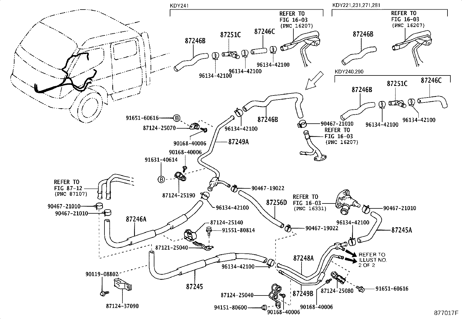87245-25470 HOSE, REAR HEATER WATER OUTLET, B product image