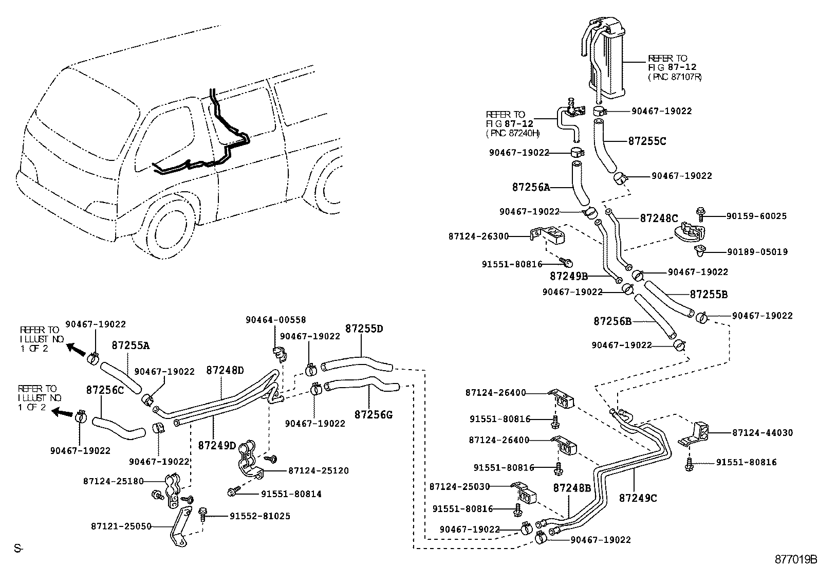 87245-25470 HOSE, REAR HEATER WATER OUTLET, B product image