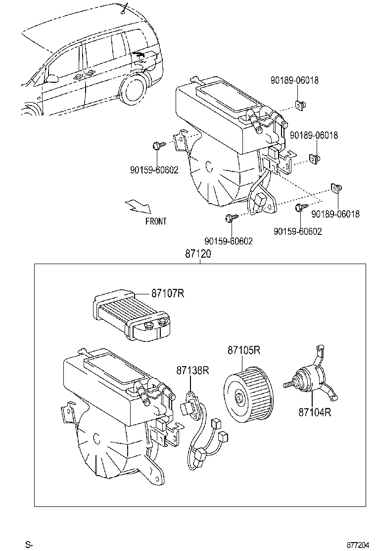 87104-44080 MOTOR SUB-ASSY, REAR HEATER BLOWER product image