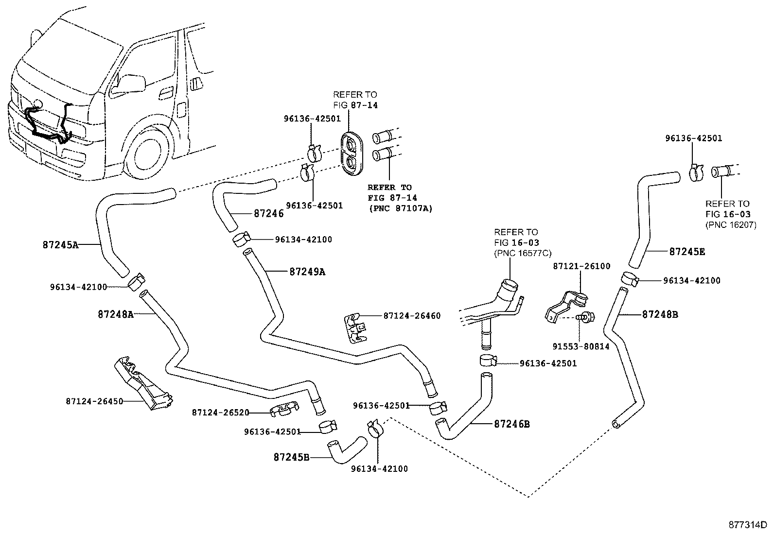 Toyota 87124-26590 CLIP OR CLAMP (FOR HEATER WATER HOSE)
