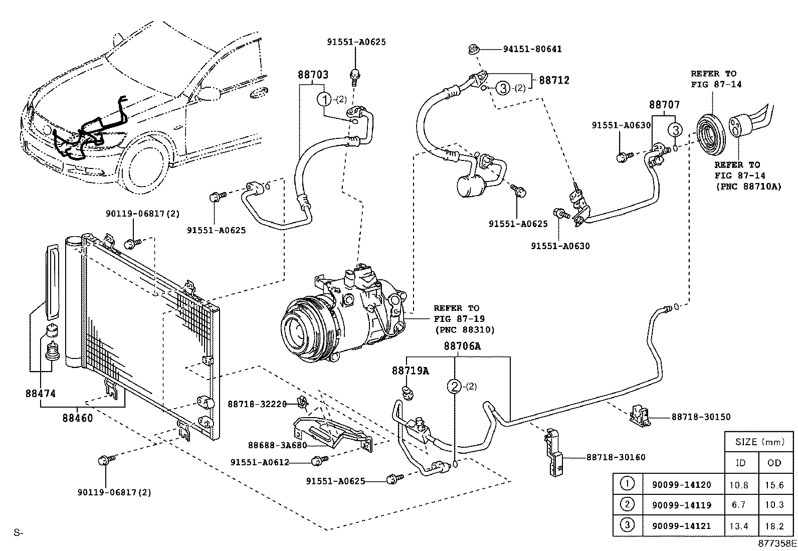 88712-30201 HOSE, COOLER REFRIGERANT SUCTION, NO.1 product image