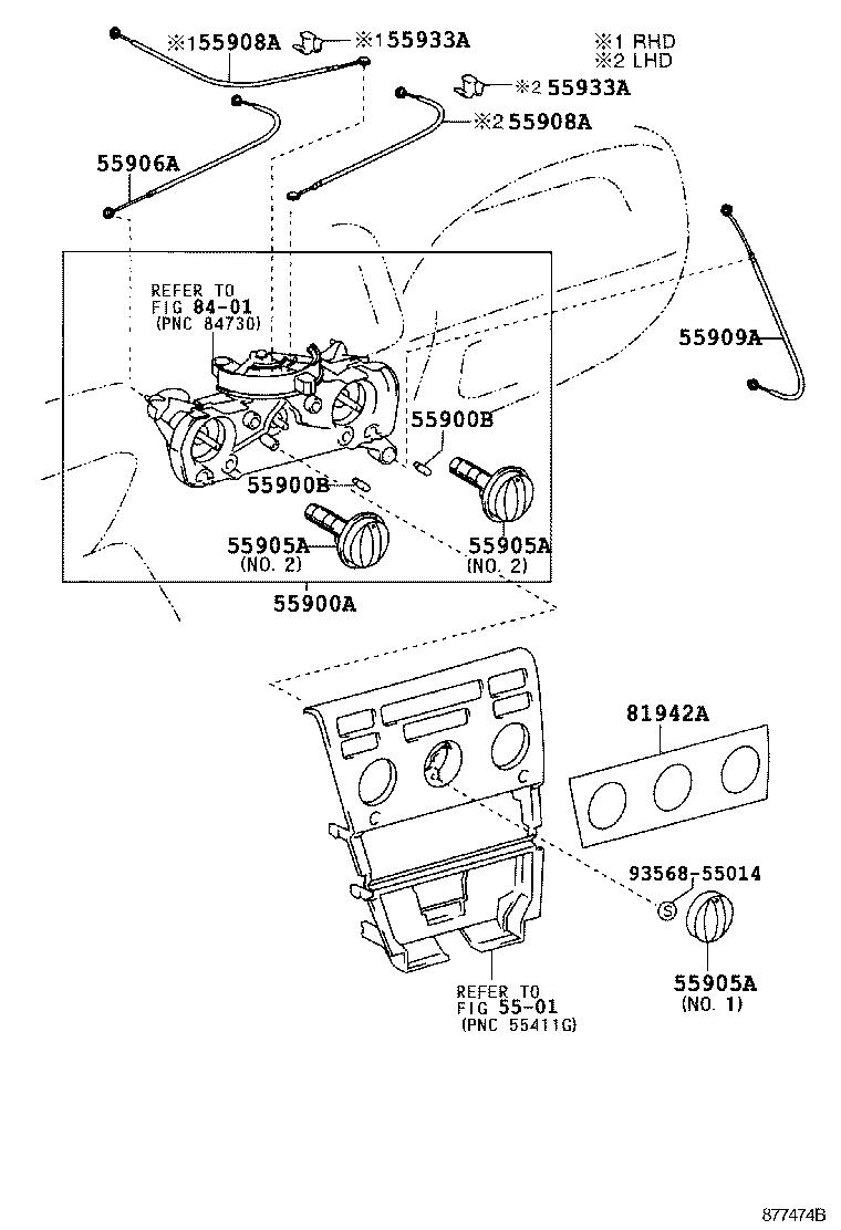 55908-12340 CABLE SUB-ASSY, AIR INLET DAMPER CONTROL product image