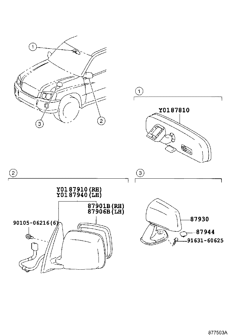 87930-48020-E2 DEVICE ASSY, FRONT FENDER SIDE VIEW, LH product image