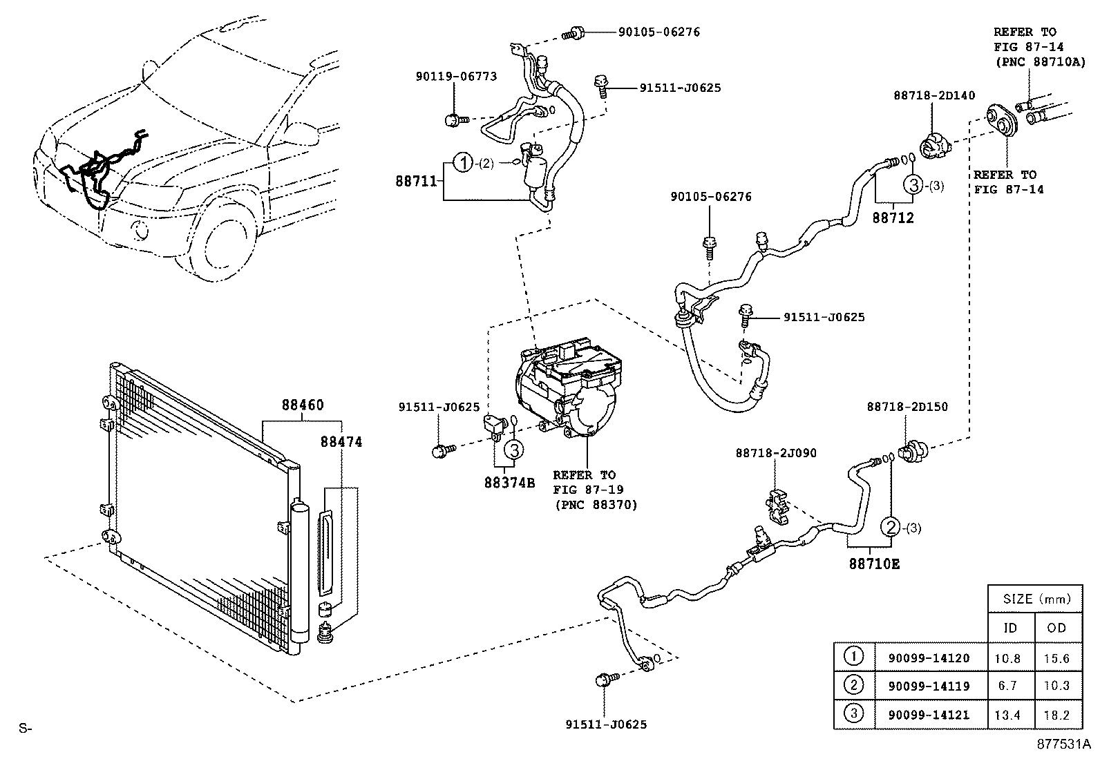 Toyota 88703-48100 HOSE, COOLER REFRIGERANT DISCHARGE, NO.1