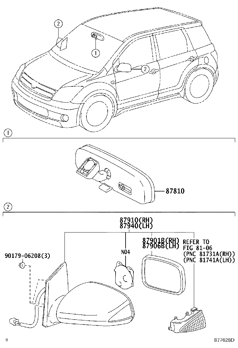 87961-52510 MIRROR SUB-ASSY, OUTER REAR VIEW, LH product image
