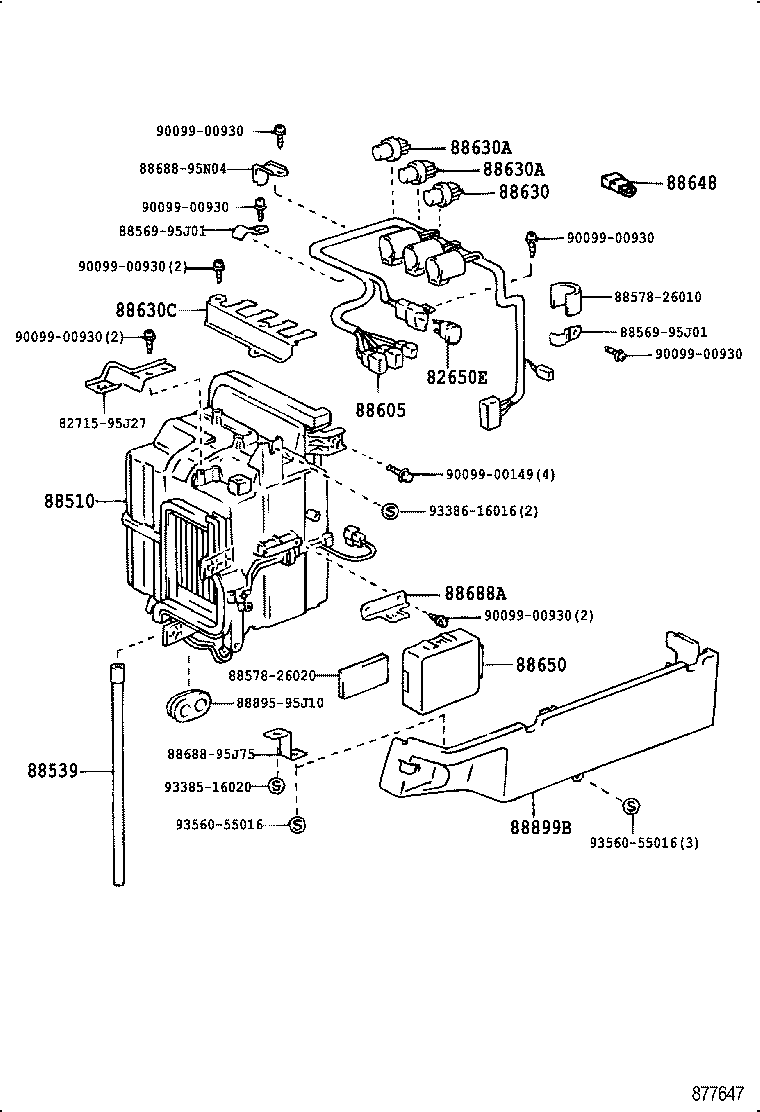 88501-26041 EVAPORATOR SUB-ASSY, COOLER, NO.1 product image