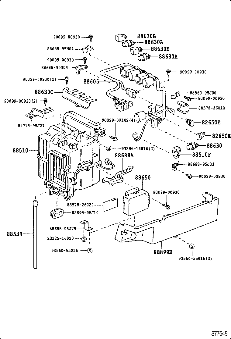 88501-26041 EVAPORATOR SUB-ASSY, COOLER, NO.1 product image