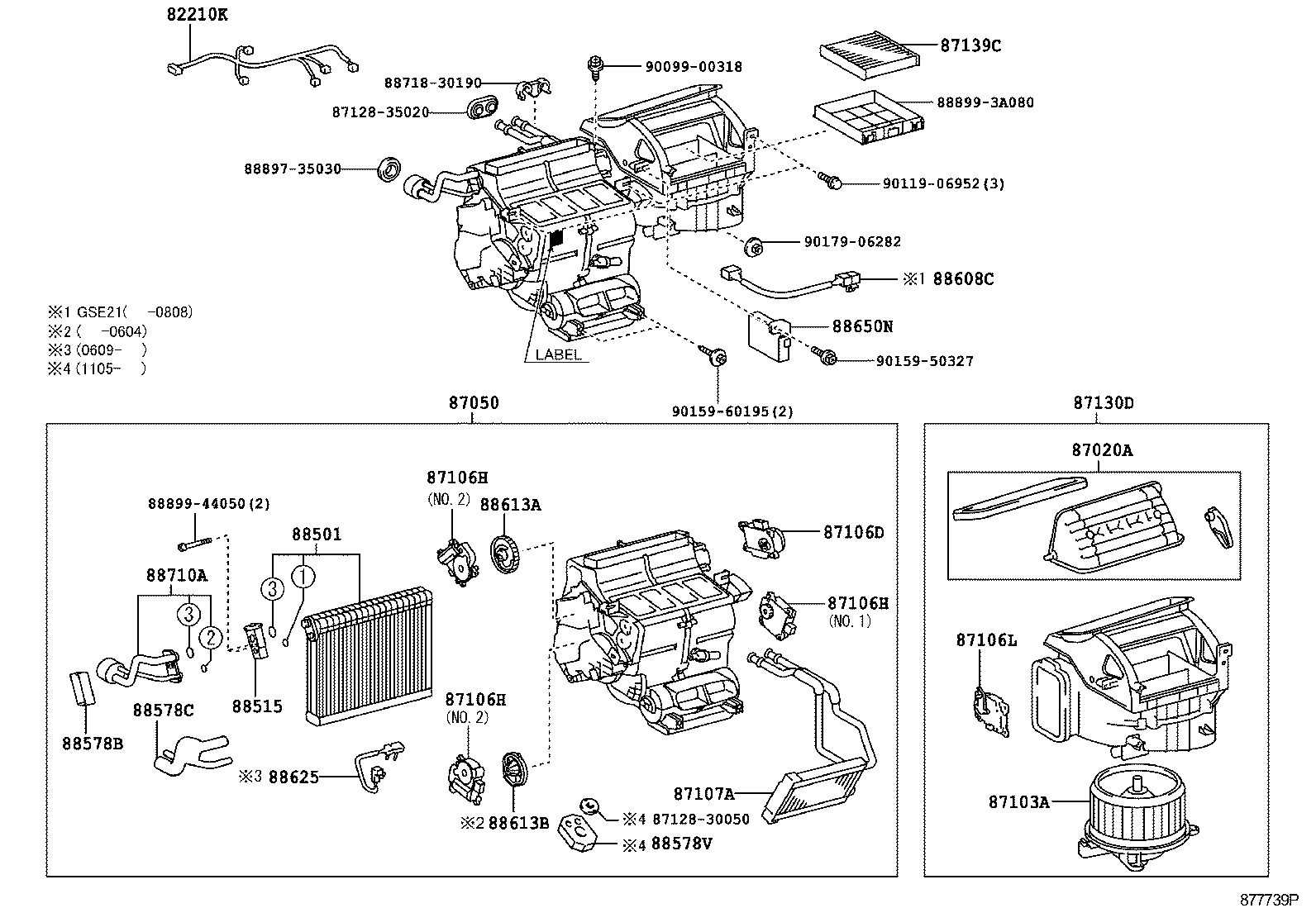 Toyota 88501-3A110 EVAPORATOR SUB-ASSY, COOLER, NO.1