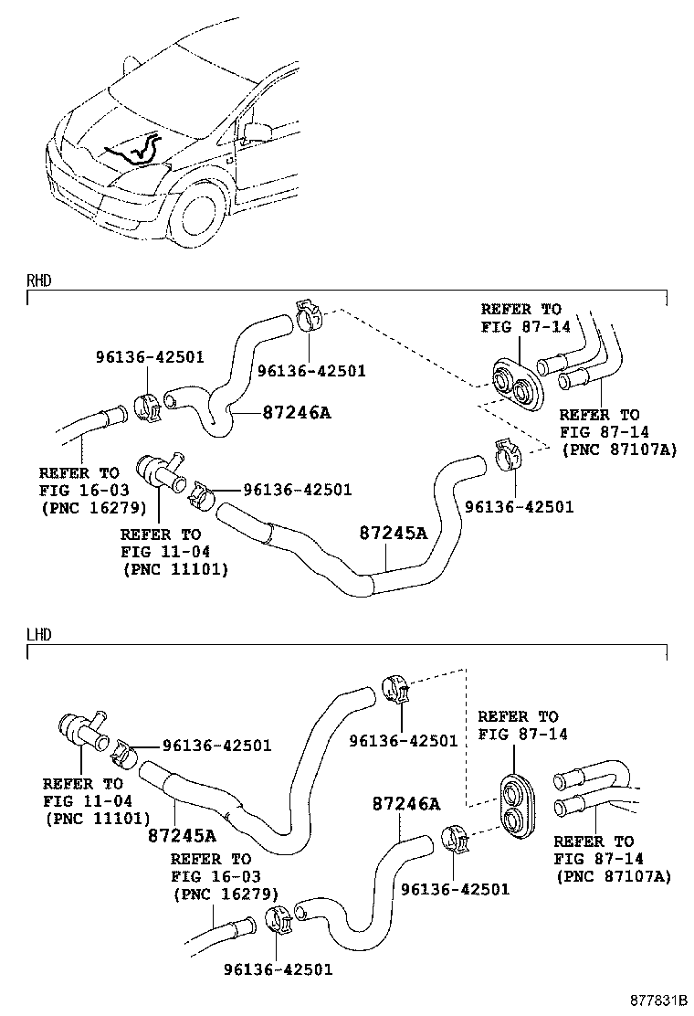 87245-0F161 HOSE, HEATER WATER, OUTLET A product image