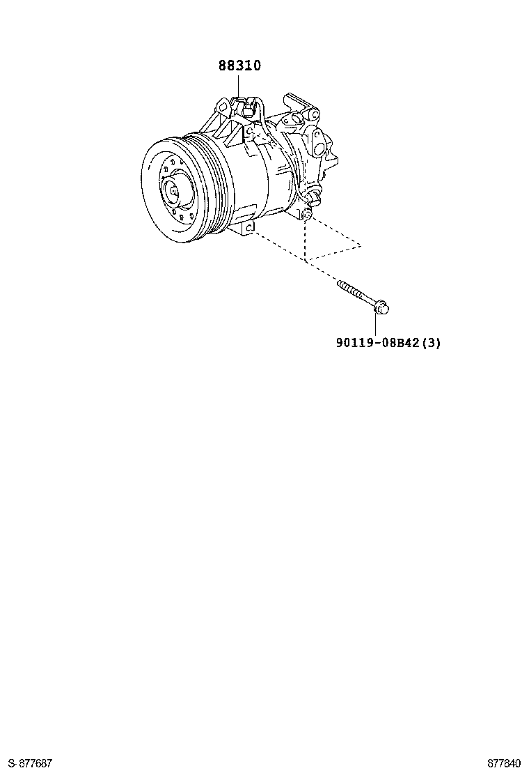 88310-52511 COMPRESSOR ASSY, W/PULLEY product image
