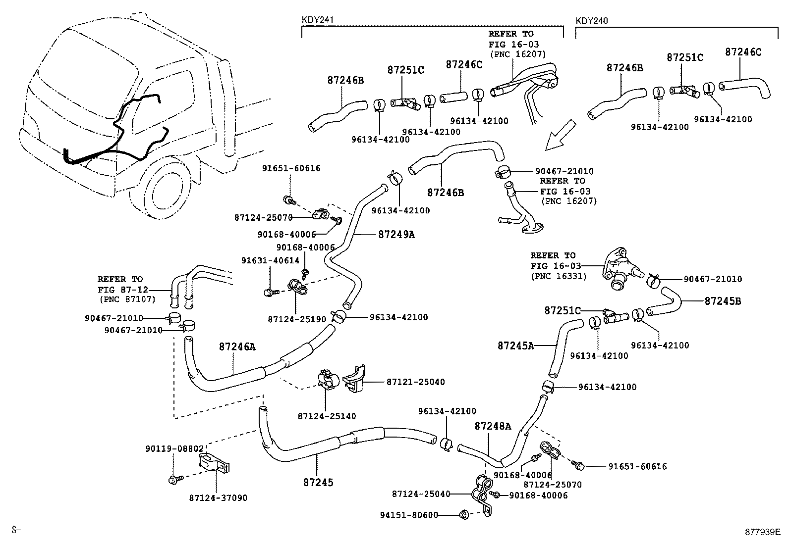 87245-25470 HOSE, REAR HEATER WATER OUTLET, B product image