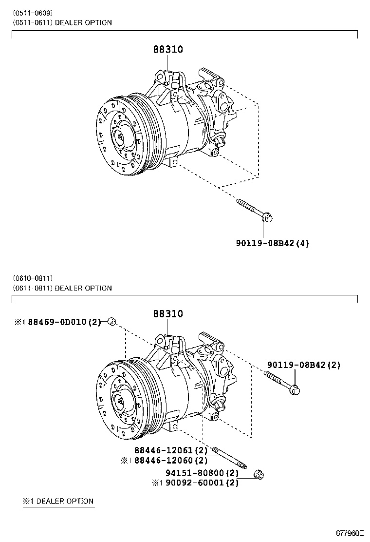 Toyota 88310-0D211 COMPRESSOR ASSY, W/PULLEY