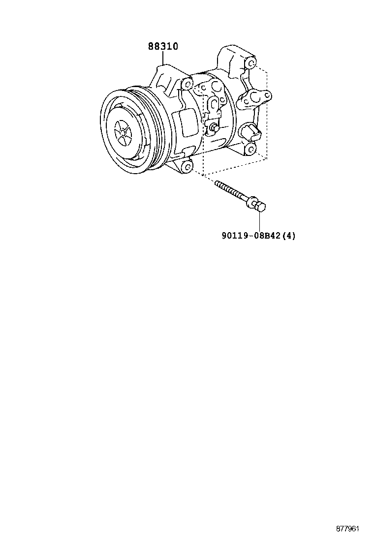 88310-42220 COMPRESSOR ASSY, W/PULLEY product image