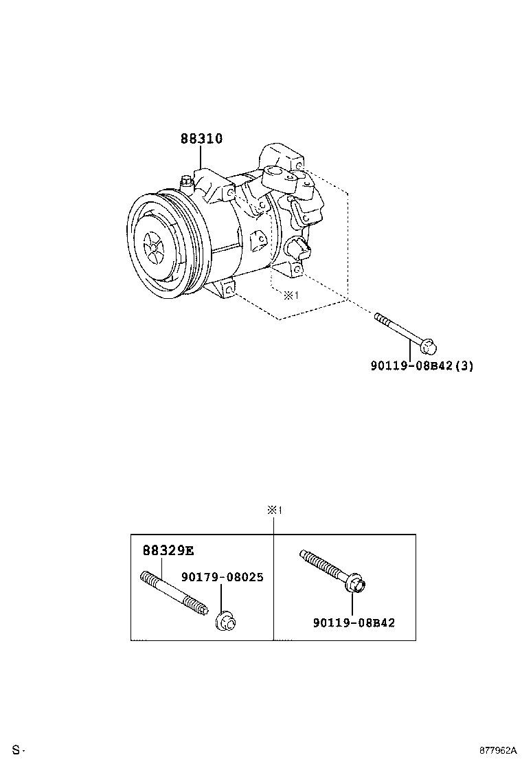 Toyota 88310-42332 COMPRESSOR ASSY, W/PULLEY