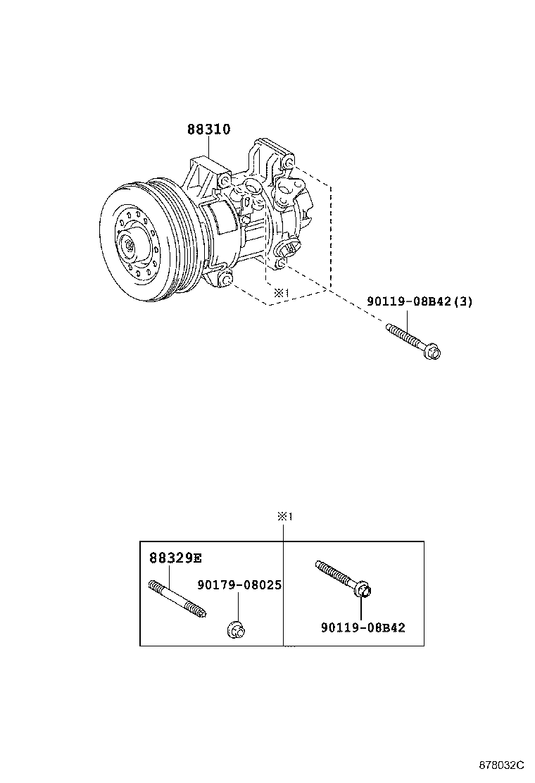 88310-42260 COMPRESSOR ASSY, W/PULLEY product image