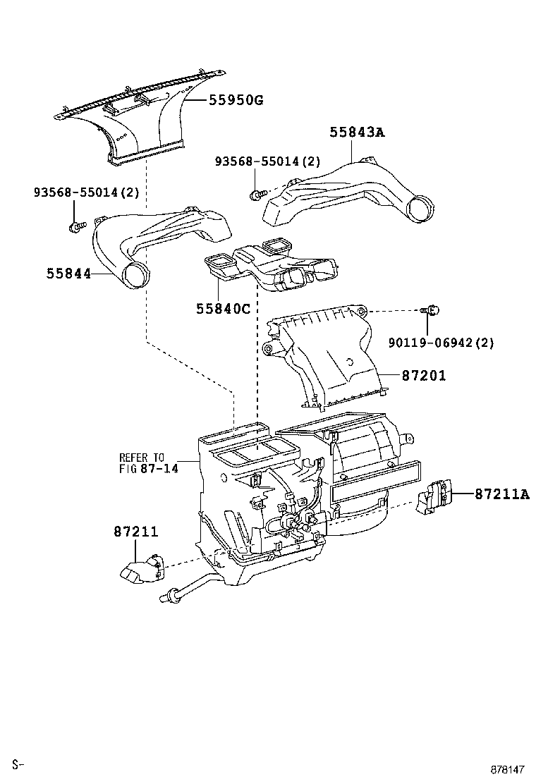 55840-52050 DUCT ASSY, HEATER TO REGISTER, NO.6 product image