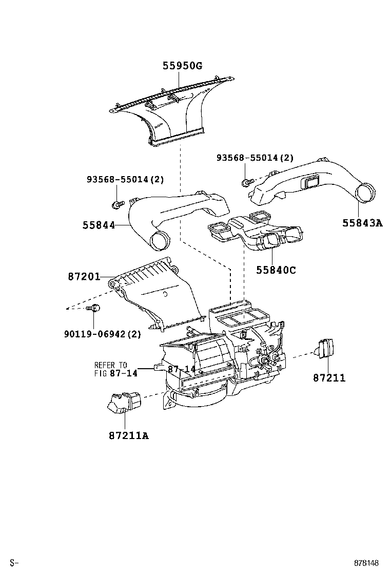 55840-52050 DUCT ASSY, HEATER TO REGISTER, NO.6 product image