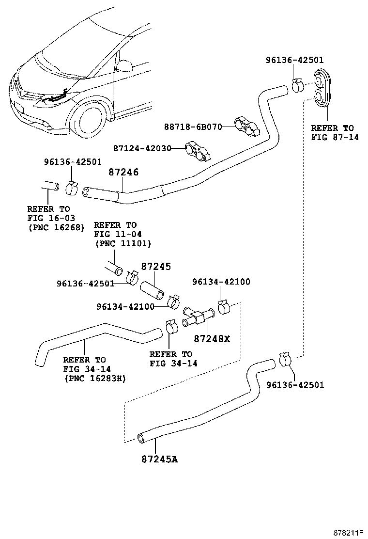 87245-28C60 HOSE, HEATER WATER, OUTLET product image