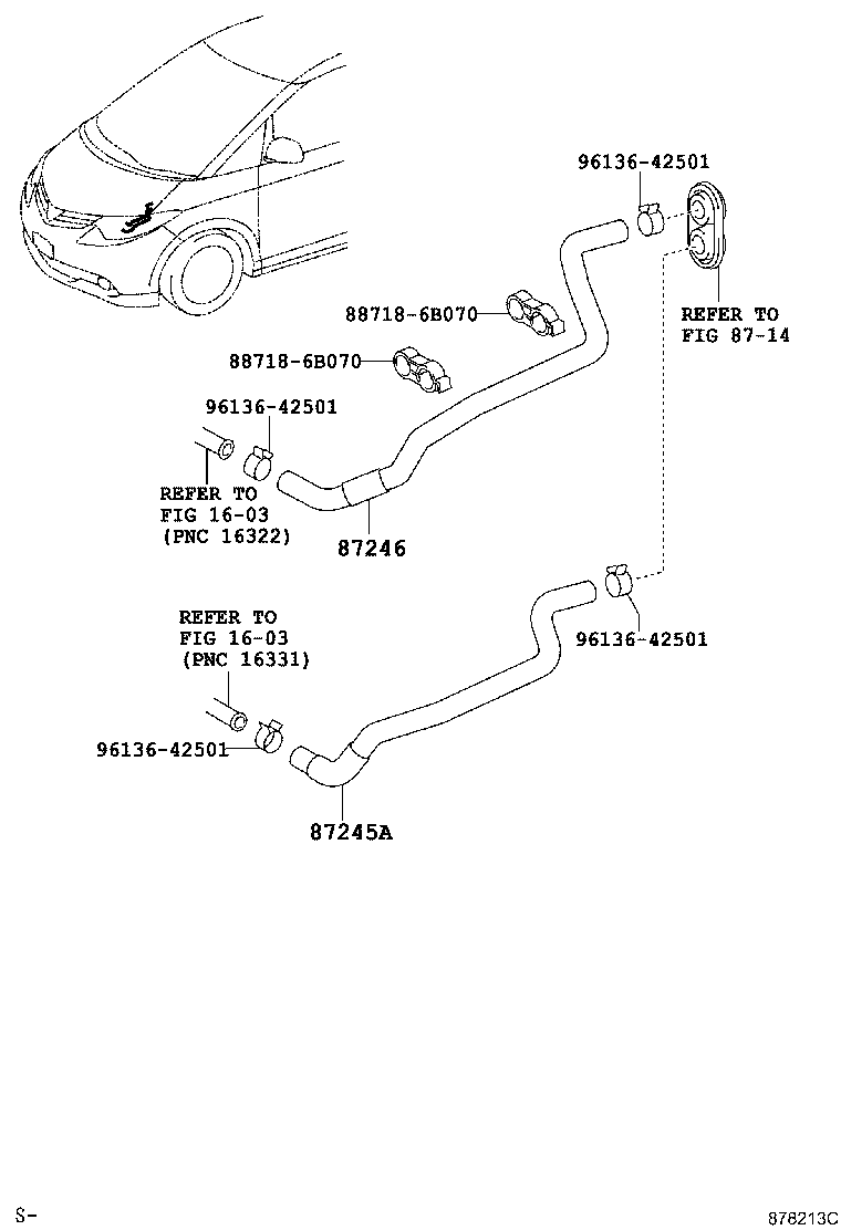 87245-28C60 HOSE, HEATER WATER, OUTLET product image