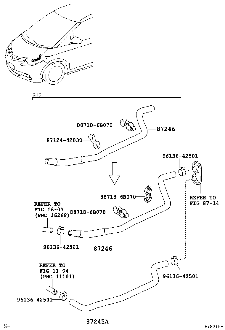 87245-28B40 HOSE, HEATER WATER, INLET A product image
