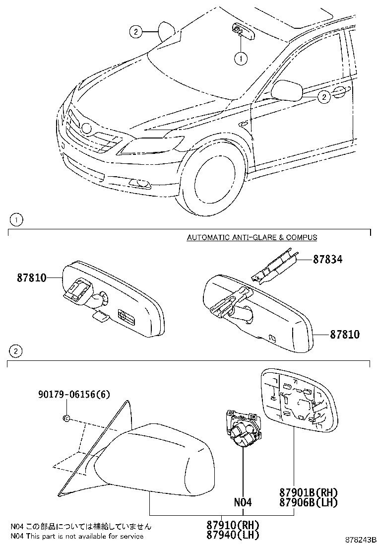 87961-33630 MIRROR SUB-ASSY, OUTER REAR VIEW, LH product image
