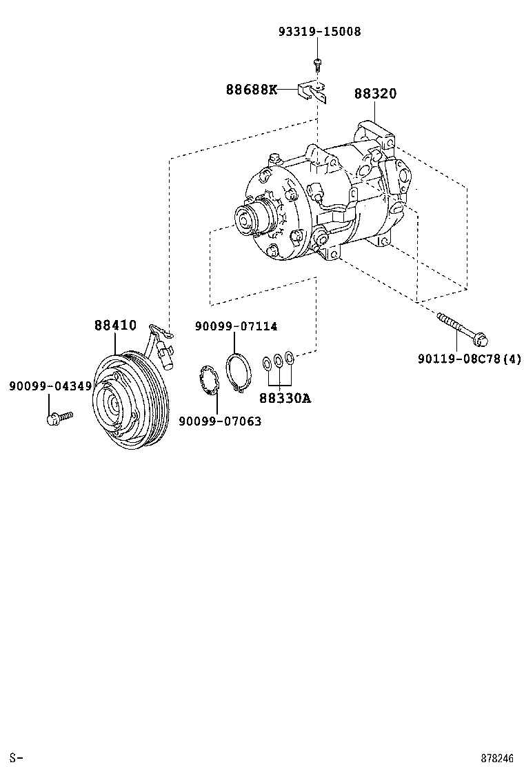 88310-42220 COMPRESSOR ASSY, W/PULLEY product image