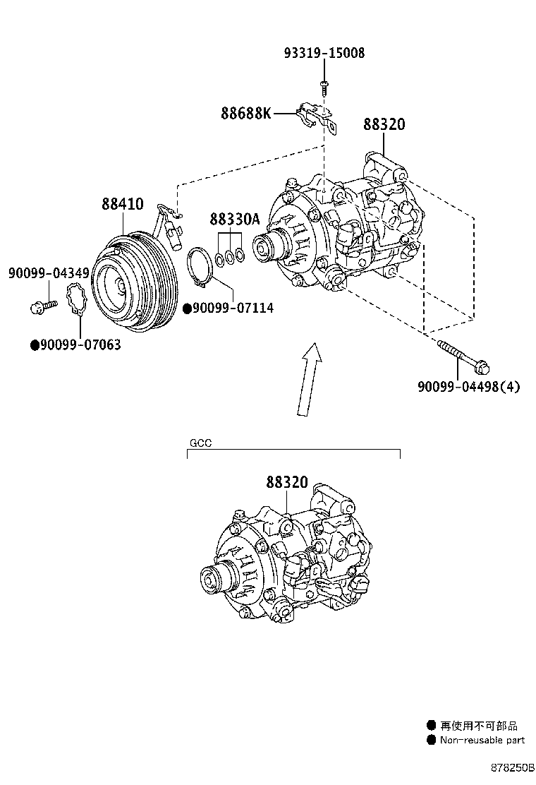88310-28610 COMPRESSOR ASSY, W/PULLEY product image