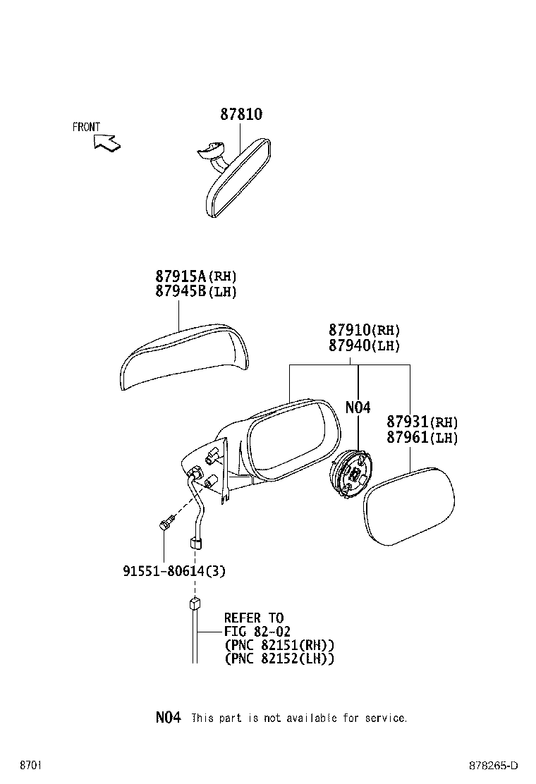 87931-B1030 OUTER MIRROR, RH product image
