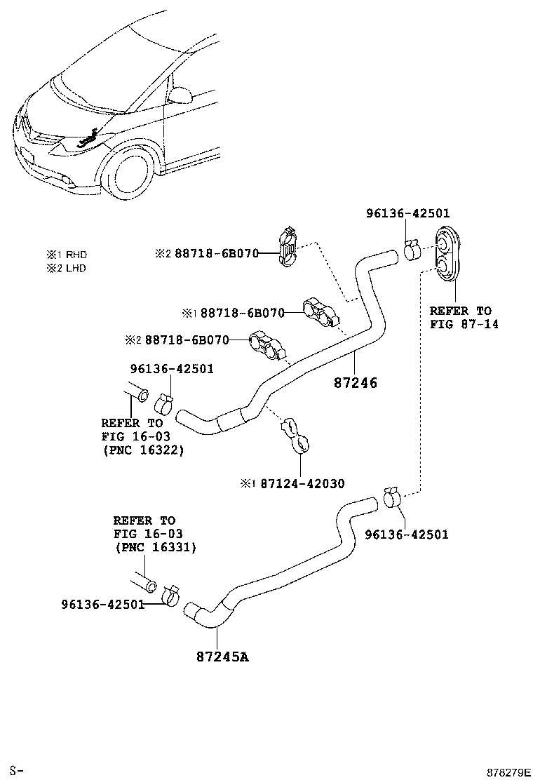 87245-28B40 HOSE, HEATER WATER, INLET A product image