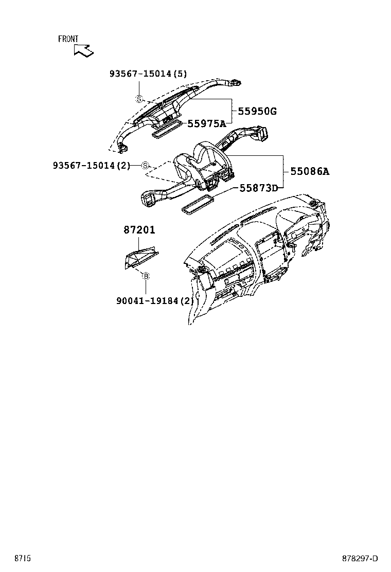 Toyota 55086-B4020 DUCT SUB-ASSY, HEATER TO REGISTER, CENTER