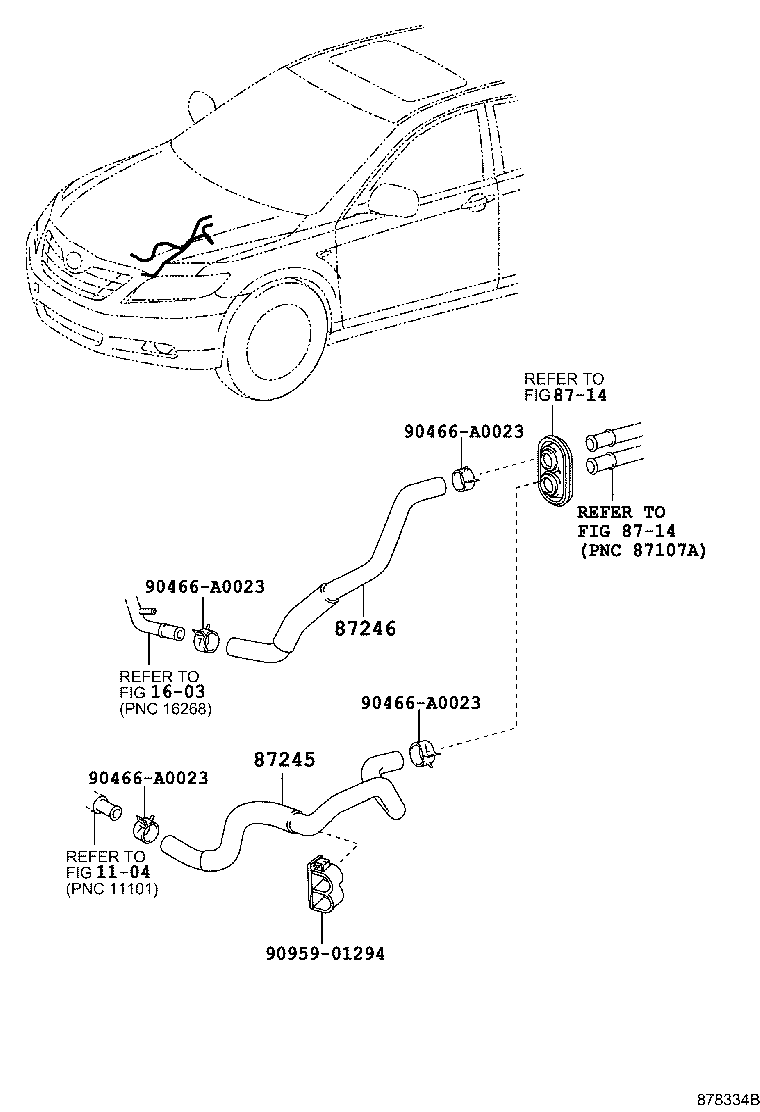 Toyota 87245-07120 HOSE, HEATER WATER, INLET