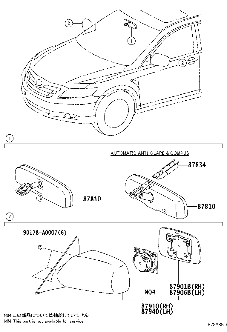 87961-06200 MIRROR SUB-ASSY, OUTER REAR VIEW, LH product image