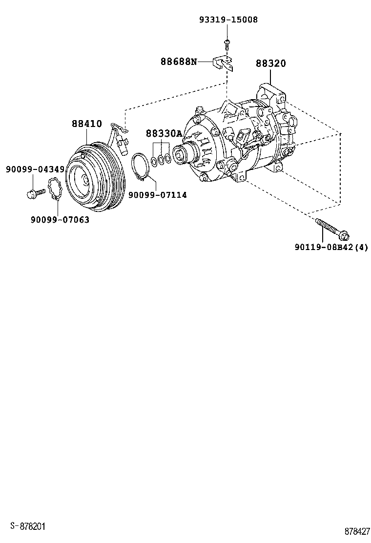 88310-06370 COMPRESSOR ASSY, W/PULLEY product image