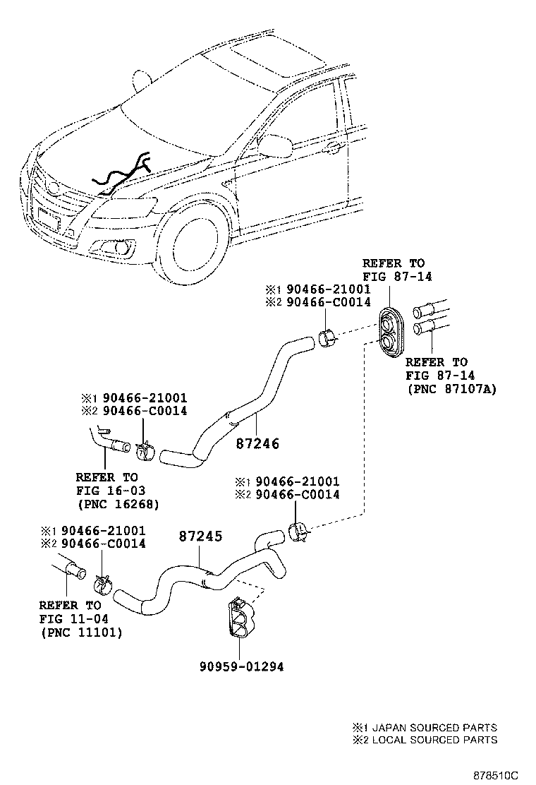 87245-06620 HOSE, HEATER WATER, INLET product image