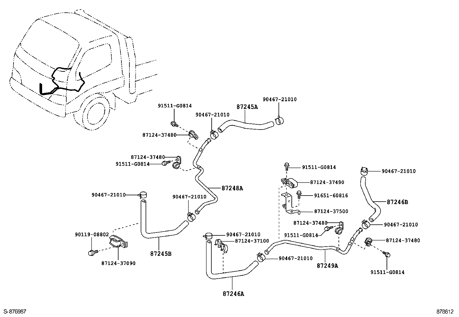 87246-37480 HOSE, HEATER WATER, OUTLET A product image