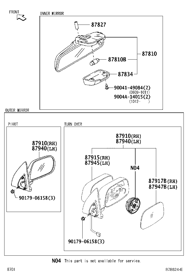 9004A-98008 BULB, INNER REAR VIEW MIRROR LAMP product image