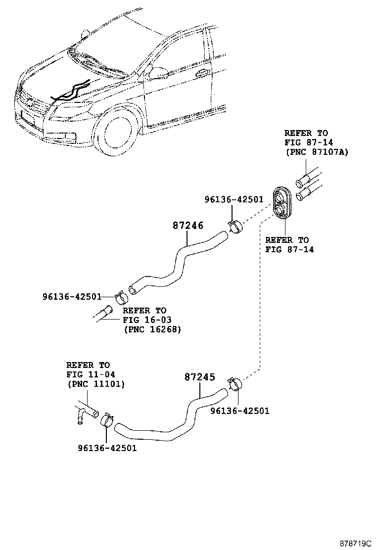 87209-12502 HOSE, HEATER WATER, OUTLET product image