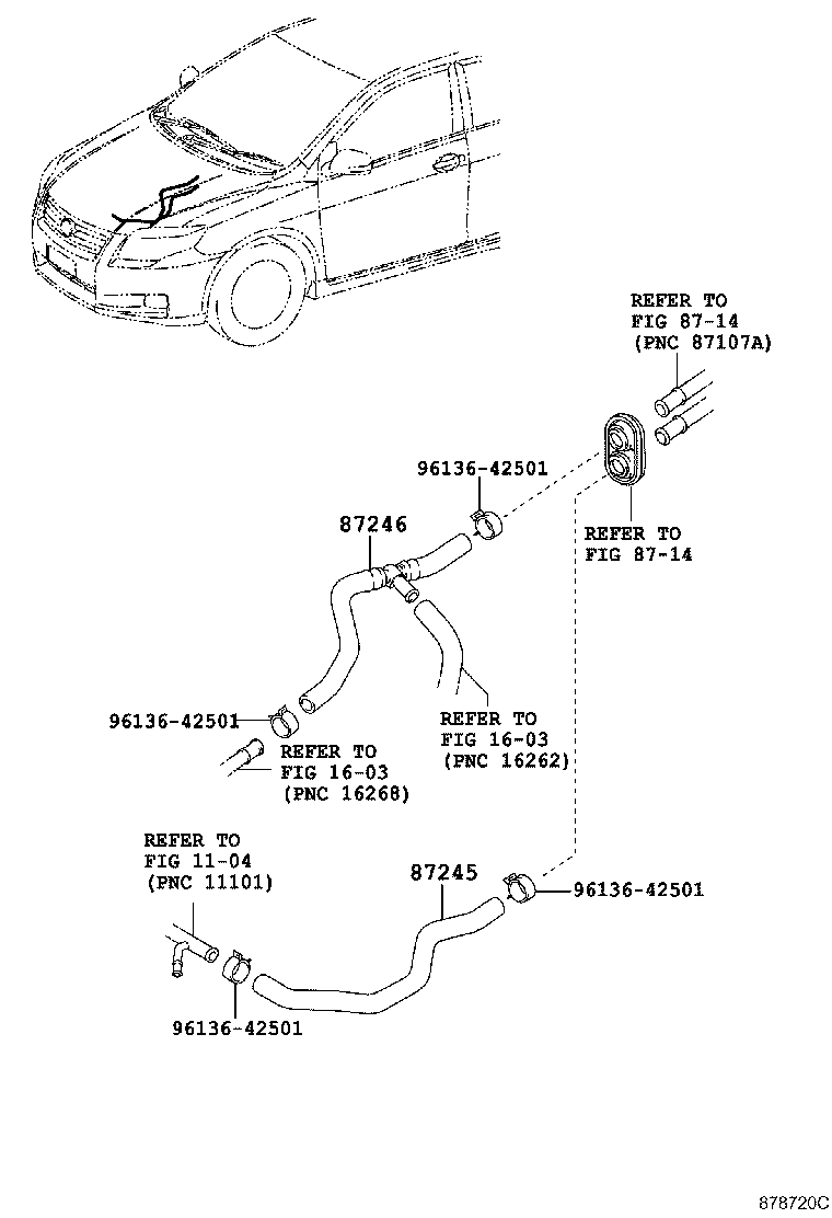 87209-12502 HOSE, HEATER WATER, OUTLET product image