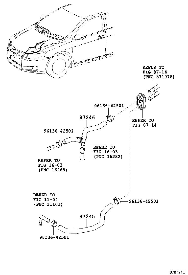 87209-12502 HOSE, HEATER WATER, OUTLET product image