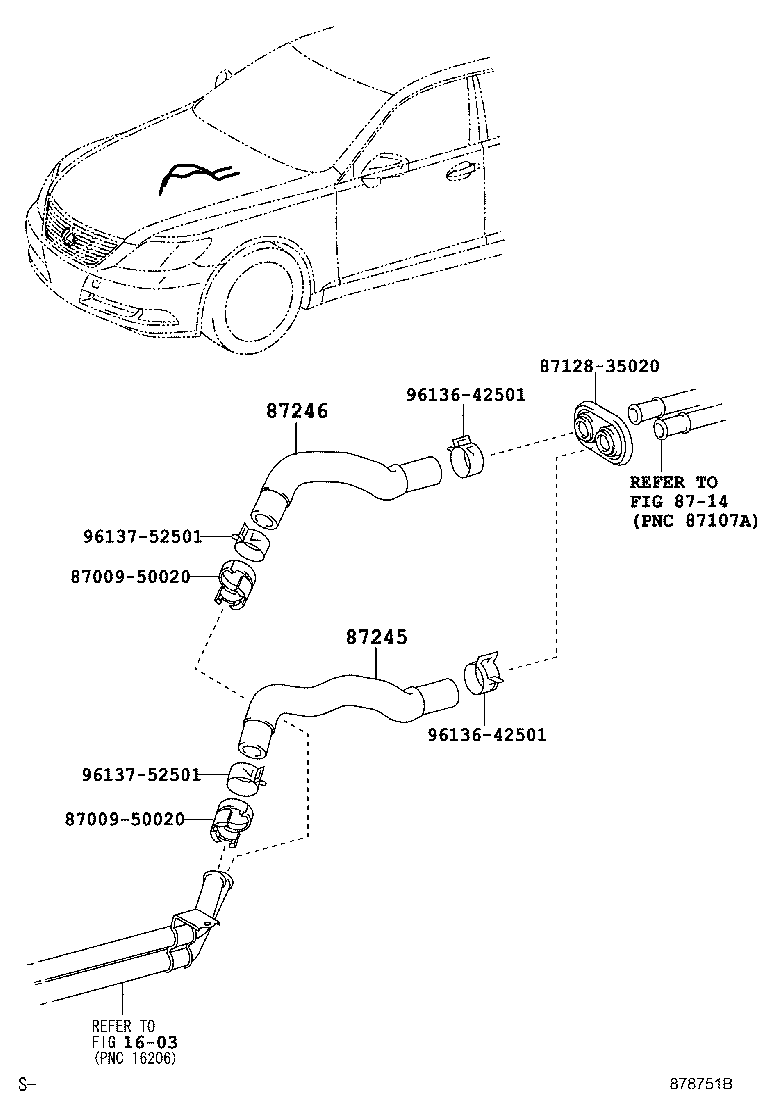 Toyota 87245-50370 HOSE, HEATER WATER, INLET